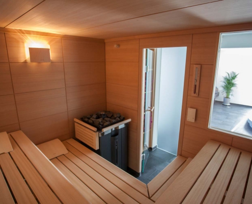 Ausblick aus der Sauna im Seminarhotel in den Schwarzwald